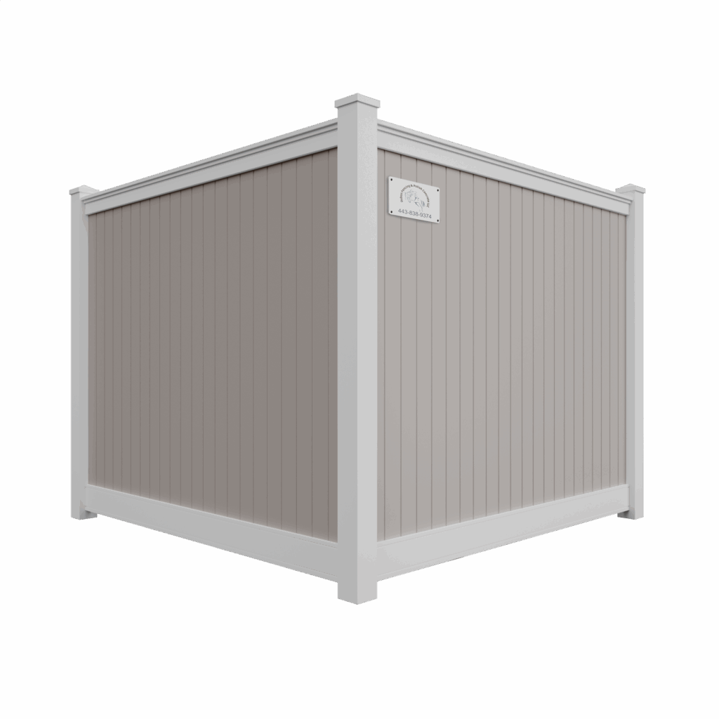 Two-tone option: khaki panels with white posts