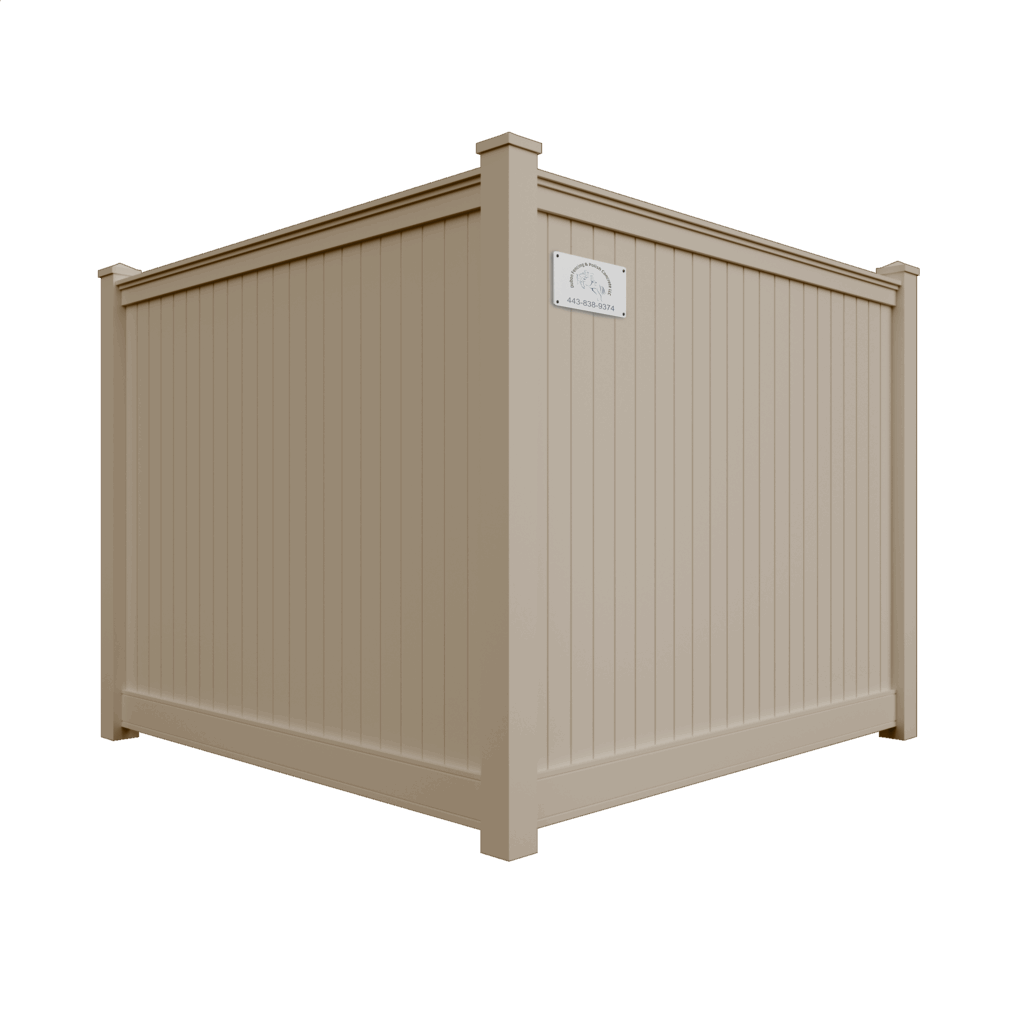 Full privacy vinyl fence in tan
