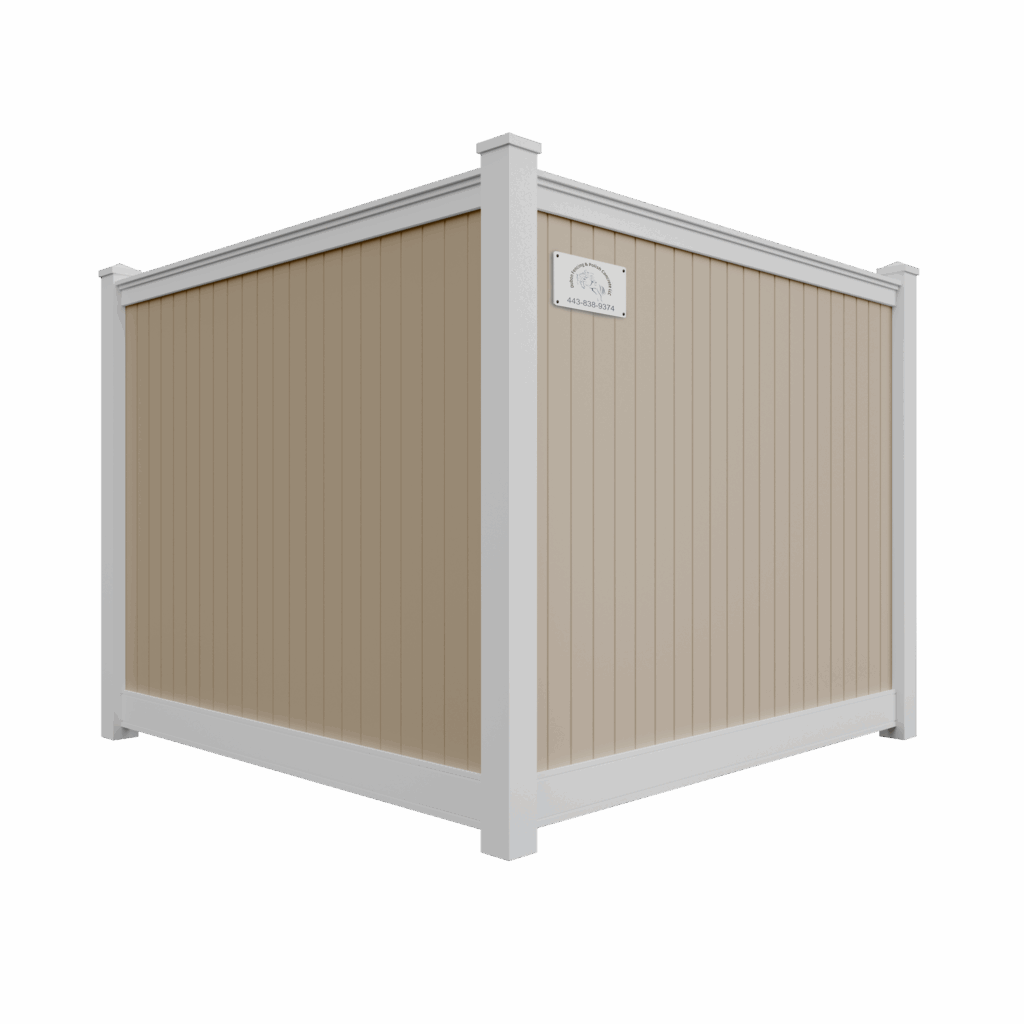 Two-tone option: tan panels with white posts