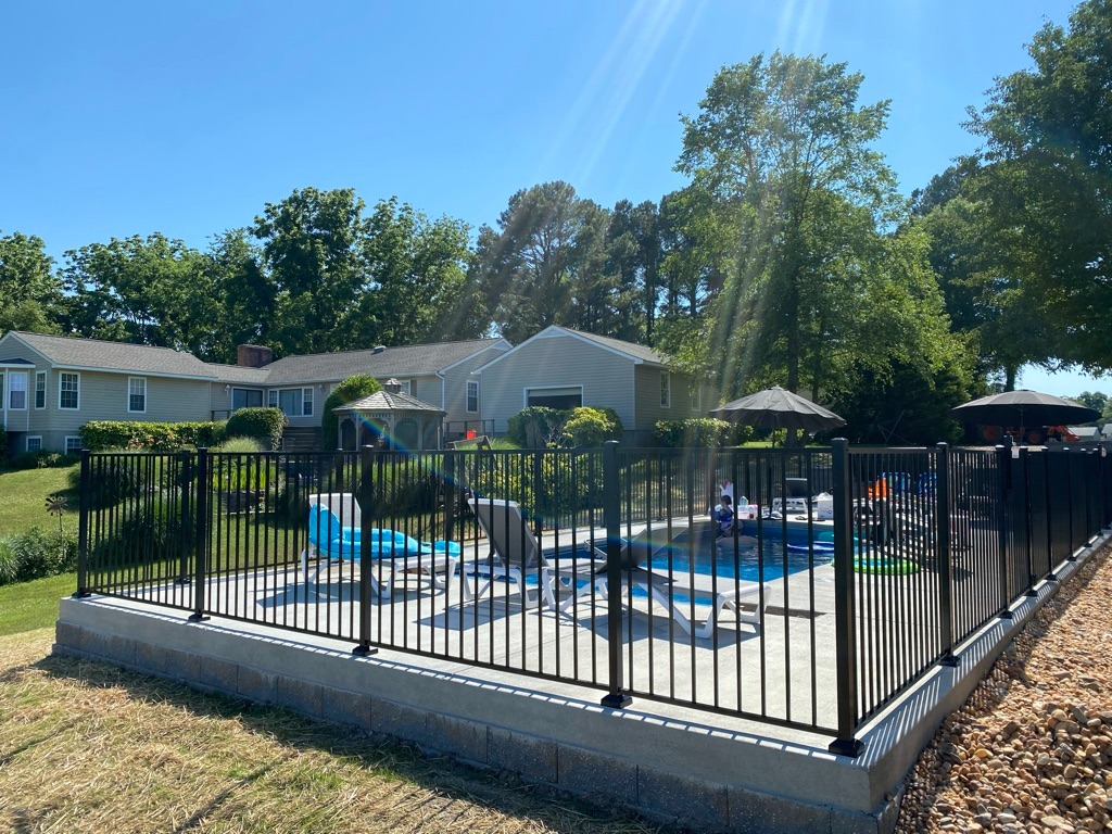 Black aluminum pool fence at a Henrico home.